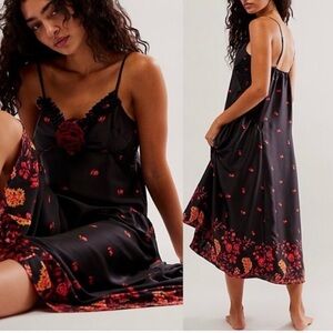 FREE PEOPLE INTIMATELY ON MY OWN PRINTED SLIP DRESS SIZES XS S MSRP $128.00 NWT